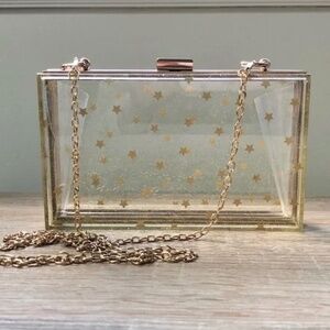 NWOT Anthropologie clear square acrylic sparkly bag